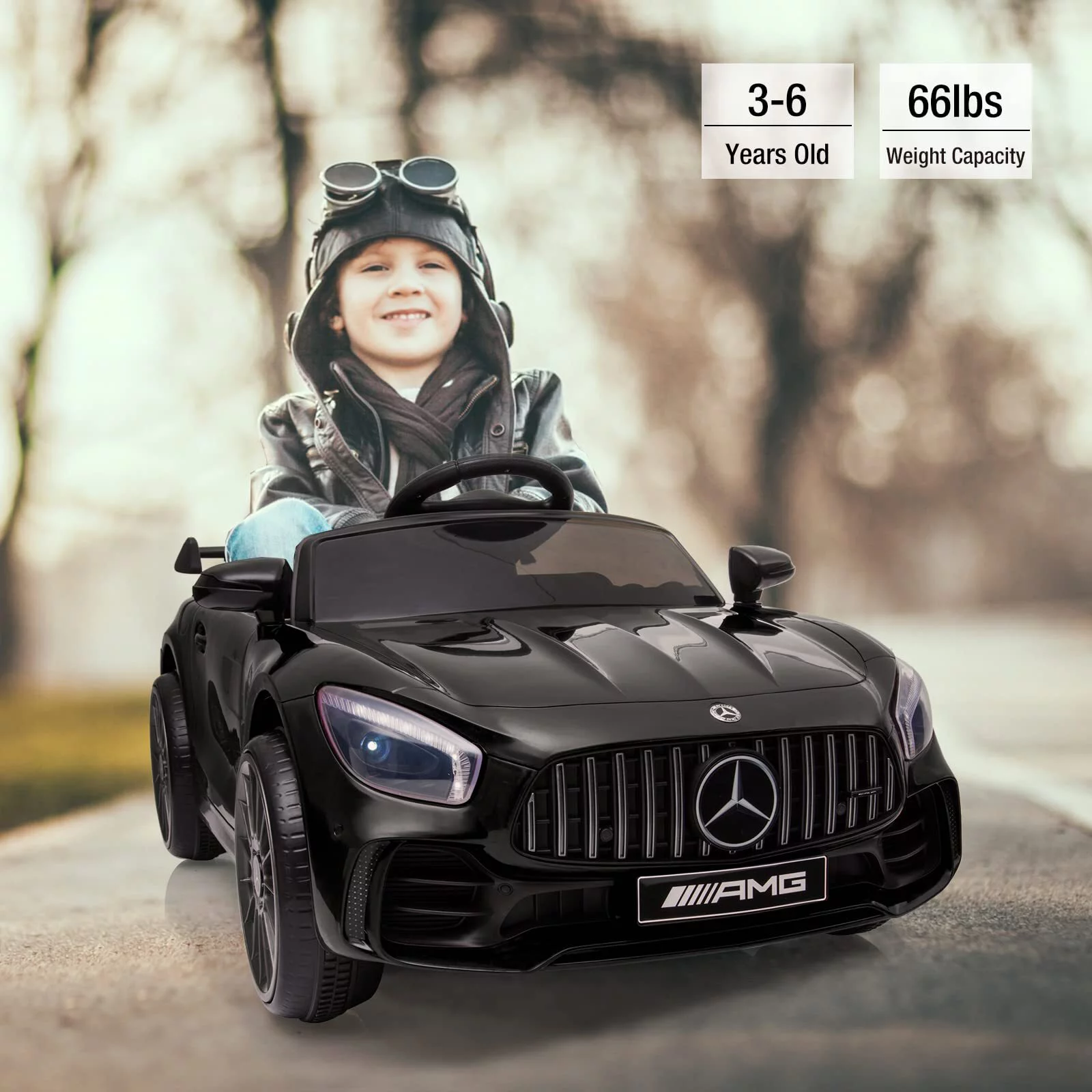 Electric Kids Ride on Toys, Mercedes Benz 12V Kids Ride on Car for Boys Girls, Battery Powered Kids Electric Cars with Remote Control