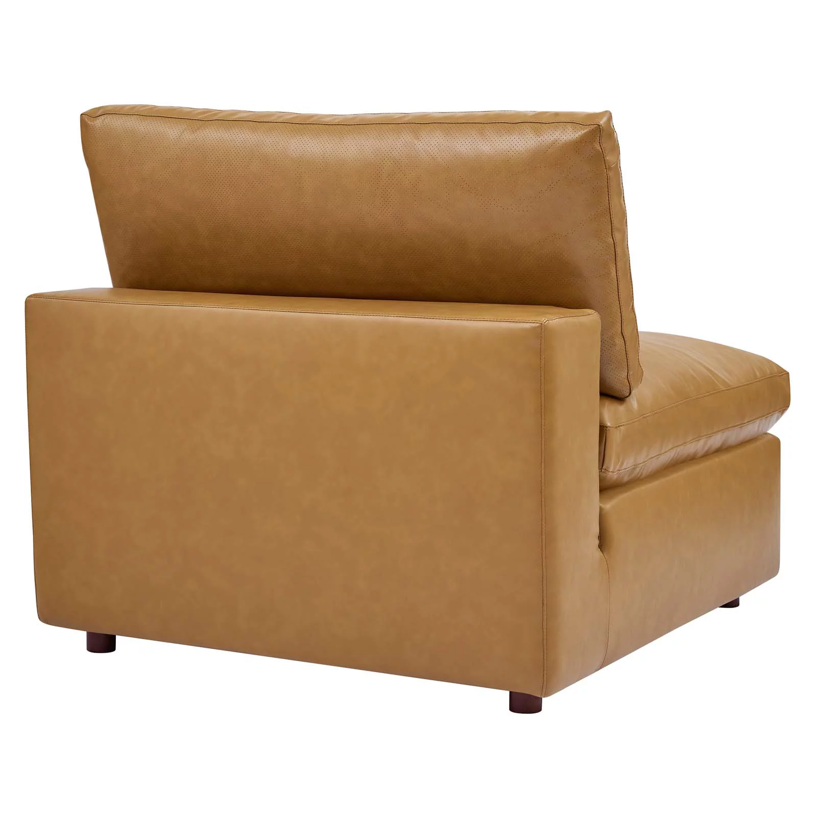 Modway Commix Down Filled Overstuffed Vegan Leather 4-Piece Sectional Sofa in Tan