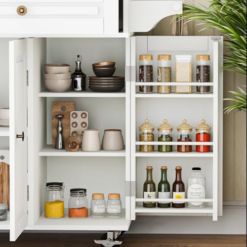 67’’ Movable Kitchen Island with Drop Leaf and Power Outlet, Lockable Sliding Countertop Rolling Island Cart with 2 Large Drawers, Spice, Towel Rack