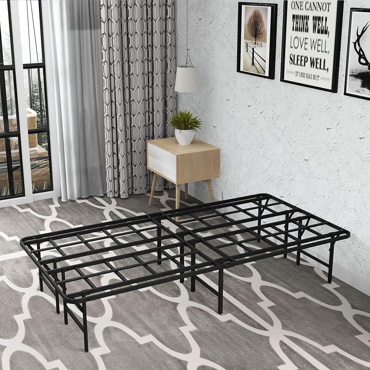 ZIYOO 16 Inch California King Platform Bed Frame Base, Mattress Foundation, Box Spring Replacement, Quiet Noise-Free