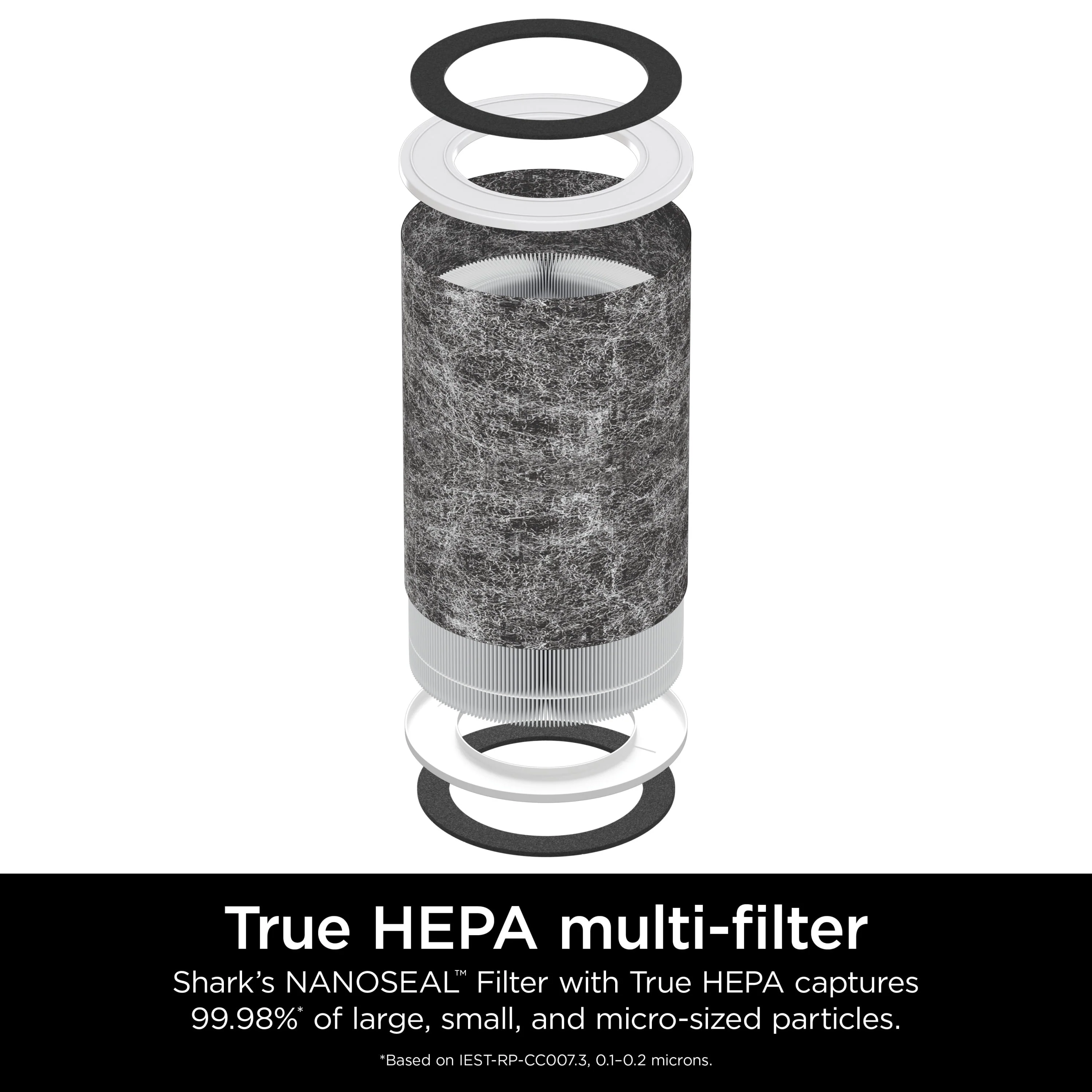 Shark Air Purifier with Nanoseal HEPA, Cleansense IQ, Odor Lock, Cleans up to 500 Sq. Ft, Charcoal Grey, HP100