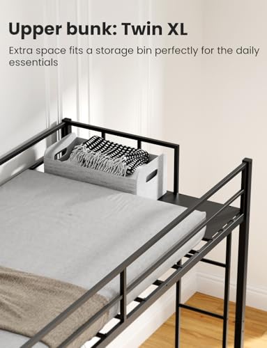 Heavy Duty Triple Bunk Bed, Twin Over Twin Over Twin with Guardrails and Ladder, Metal Bunk Bed for 3, 3 Bed Teens and Adults, No Box Spring Needed