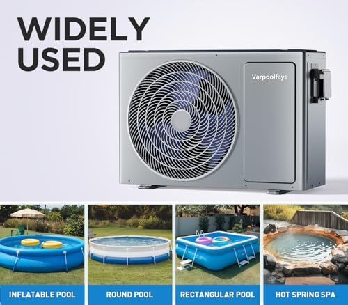 16000 BTU Electric Pool Heater For Above Ground Pool 5000 Gallon Swimming Pool Heat Pump Heating Cooling Mode WiFi Control Schedule Pool Heater 120V