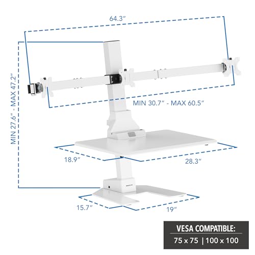 Mount-It! Electric Standing Desk Converter - Motorized Sit-Stand Desk Riser with Monitor Mount