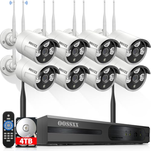 Dual Antennas for Wi-Fi Enhanced AI Human Detected 2K 3.0MP Wireless Security Camera System, Surveillance DVR Kits with 2TB Hard Drive