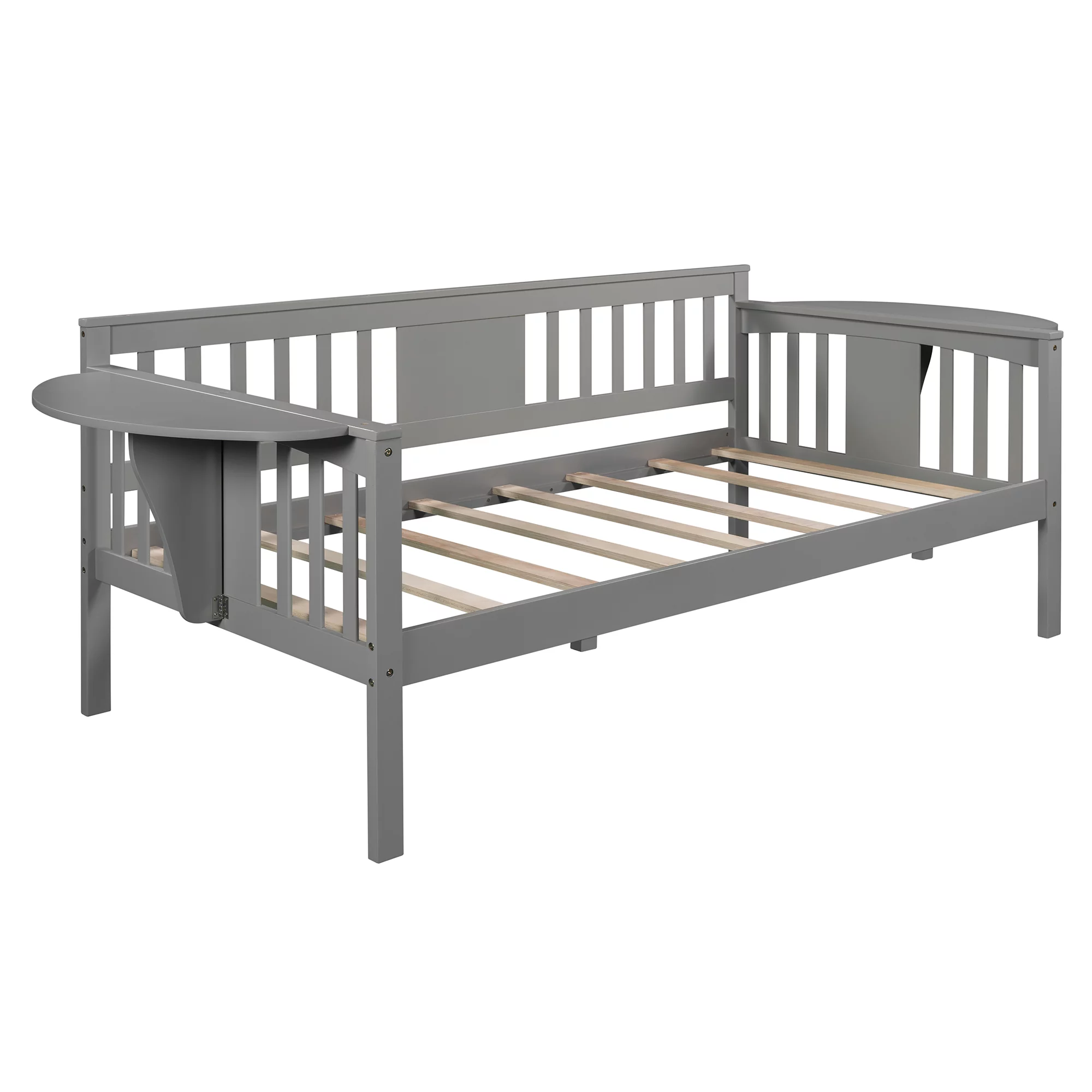 Solid Wood Daybed with Rails, Daybed Frame, Wooden Slats Support, No Box Spring Needed, Clean Lines Design