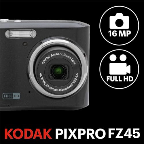 Kodak PIXPRO FZ45 Friendly Zoom 16MP Full HD Digital Camera, Red, Bundle with 32GB Memory Card and Camera Bag