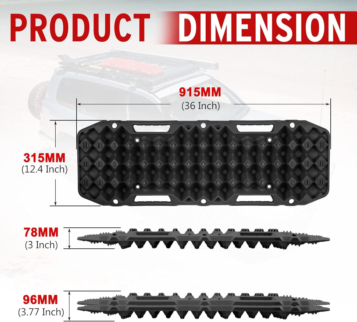 BUNKER INDUST Off-Road Traction Boards, Pair Recovery Tracks Traction Mat for 4WD Jeep Mud, Sand