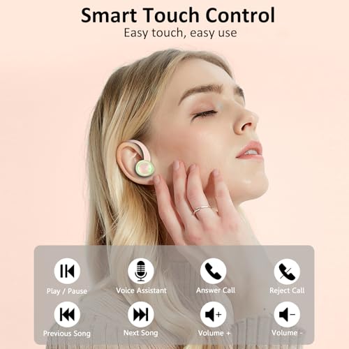 Wireless Earbuds, Bluetooth 5.4 Headphones Sports, 50H Playback Over-Ear buds with ENC Noise Cancelling Mic