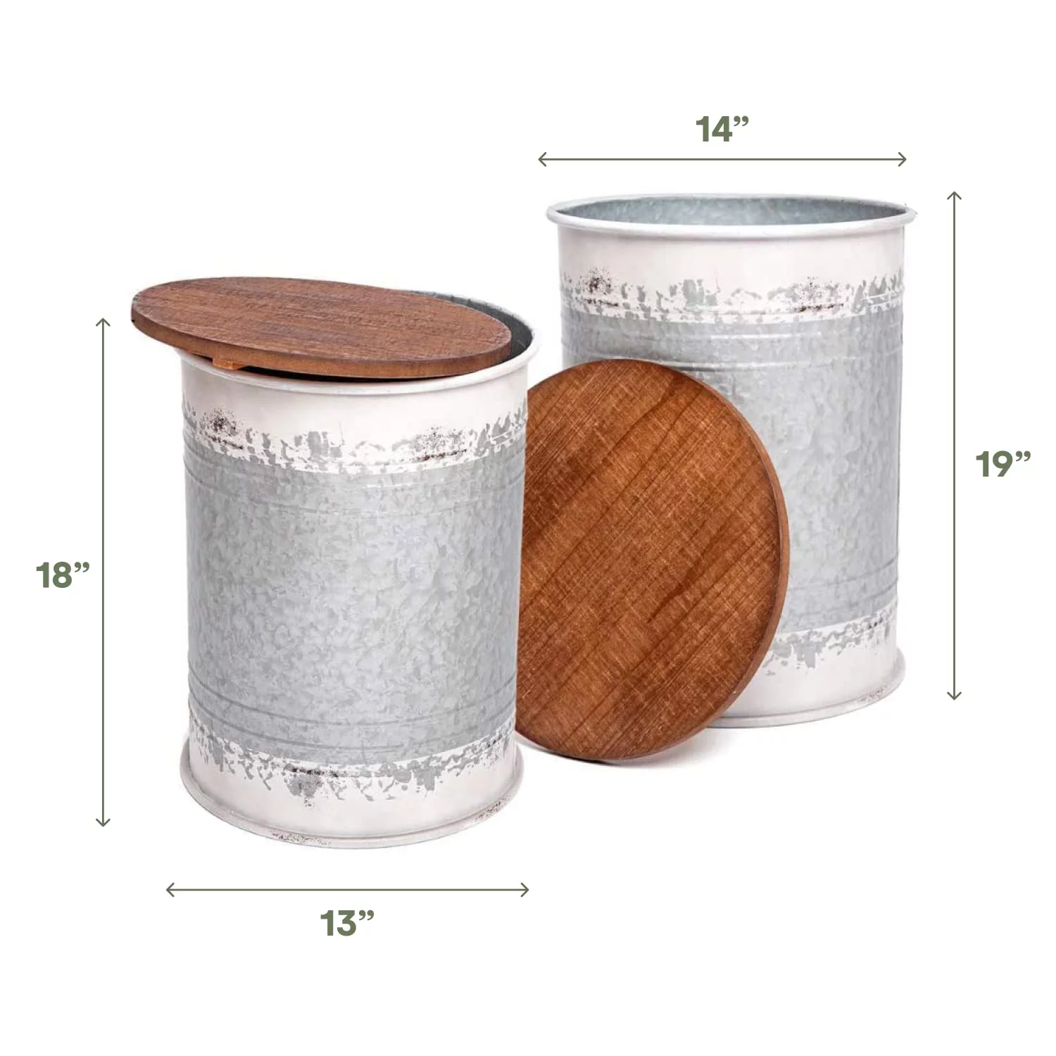 Hallops Farmhouse Accent Side Table - Set of 2 (Distressed White) | Accent Table, Living Room End Tables, End Table with Storage, Drink Table