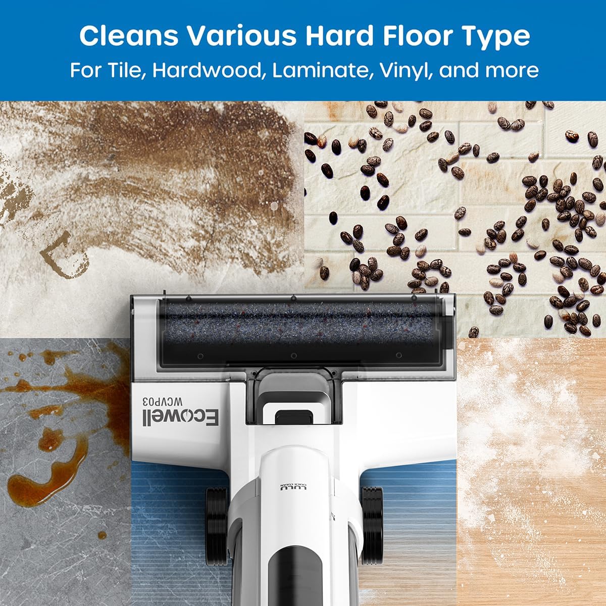 ECOWELL Cordless Wet Dry Vacuum Cleaner, Smart Vacuum, Mop, and Self-Cleaning System Combo with LCD Display, Long Runtime