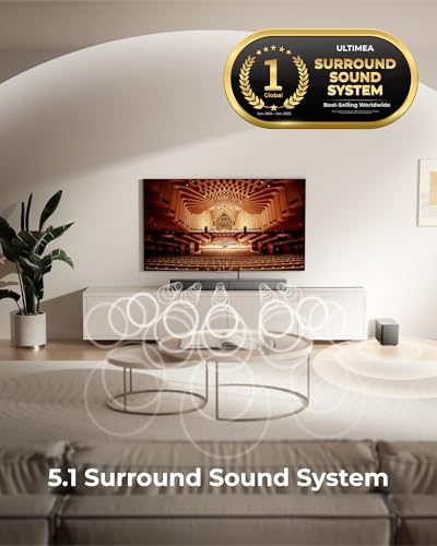 ULTIMEA 5.1CH Surround Sound Bar with Subwoofer, Dolby Atmos, VoiceMX & BassMX Tech, 300W Soundbar for Smart TV