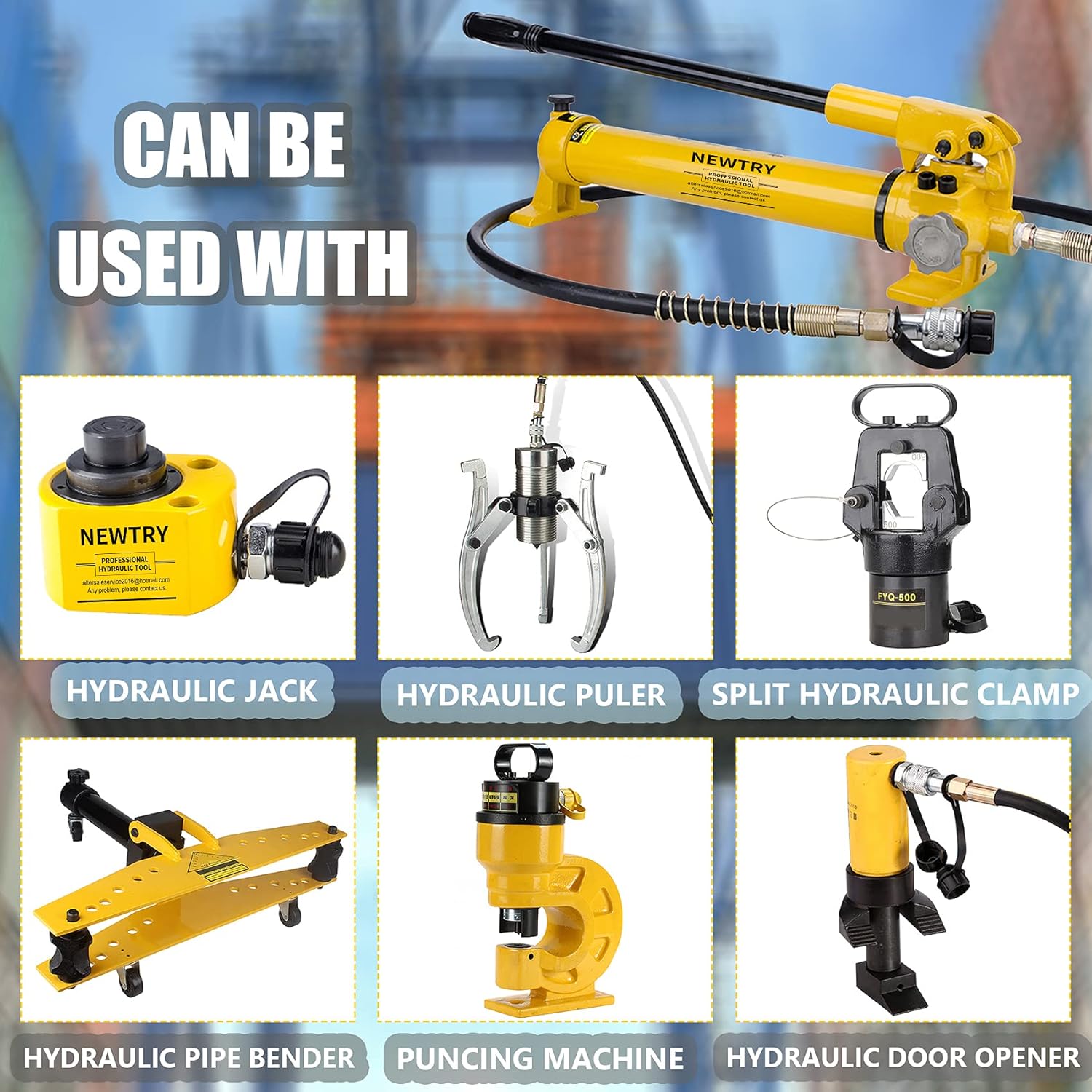 NEWTRY 50 ton Low Profile Hydraulic Ram Jack + Hand Pump Stoke 16mm(0. 63inch) Mini Protable Hydraulic Cylinder Industrial Super Thin Lifting Jack