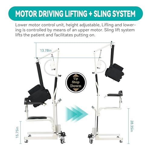 Electric Transfer Chair Patient Lift (4 in 1) for Home, 180° Split Seat, 330 lbs Load-Bearing for Elderly Disabled Handicapped (Eclectic, White
