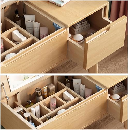 Vanity Desk Nordic Modern Vanity Desk, Makeup Vanity Set with Flip Mirror and Makeup Stool, Dressing Table 2-in-1 Design Writing Desk Dressing