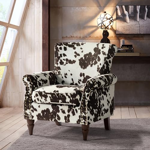 HULALA HOME Modern Wingback Accent Chair with Wood Legs & Removable Cushion, Comfy Upholstered Armchair with Nailhead Trim