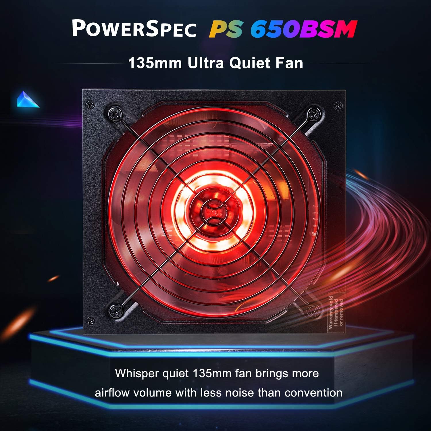PowerSpec 650W Power Supply 80 Plus Bronze Certified Fixed Cable Non-Modular ATX PSU Active PFC SLI Crossfire Ready Gaming PC Computer Switching