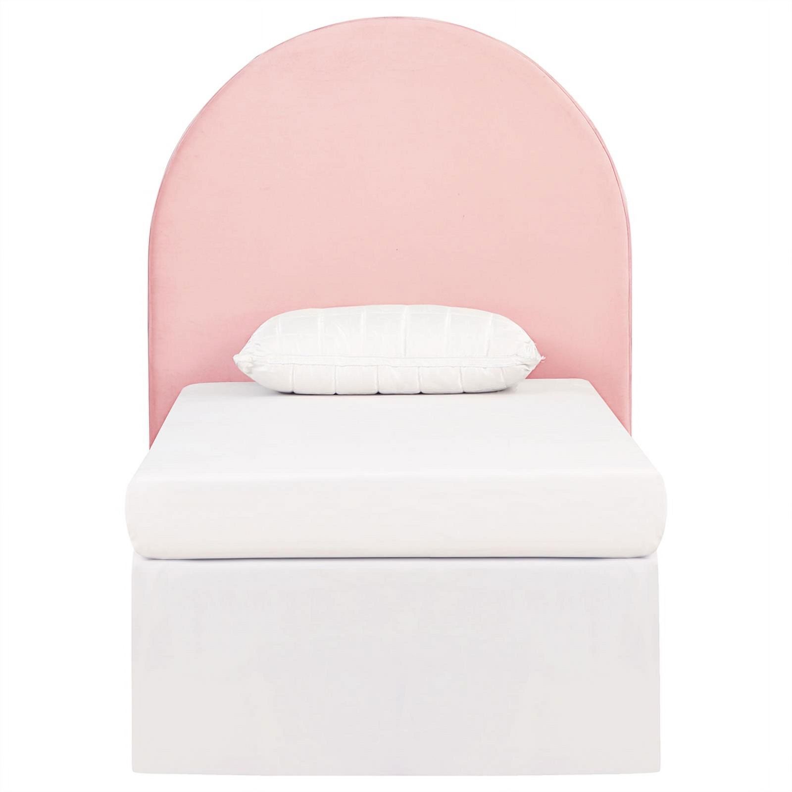 Maklaine Transitional Velvet Upholstered Arched Twin Headboard Blush