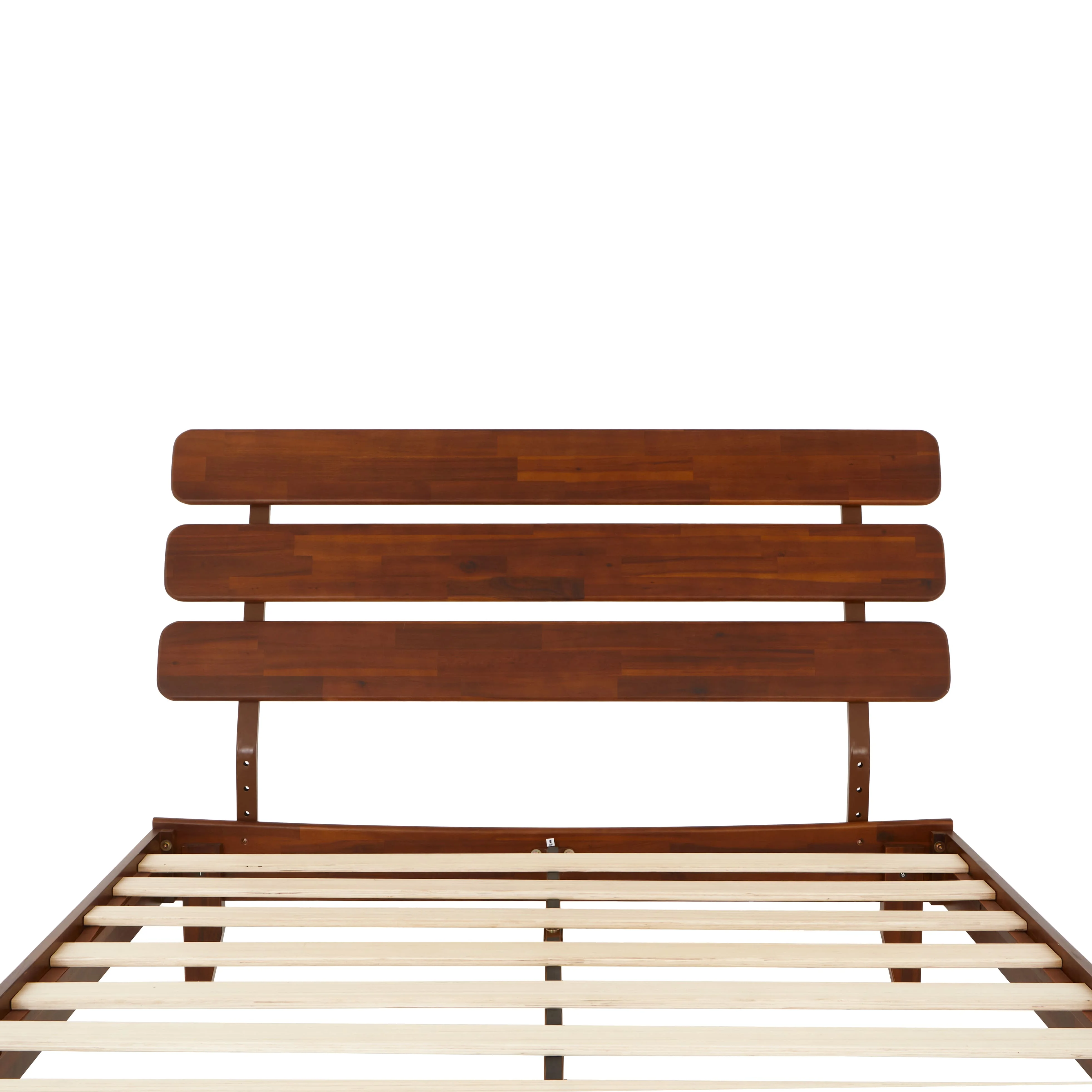 BME Dalen 45" Bed Frame Queen, Adjustable Headboard, Mid-Century, Solid Wood, Dark Choco