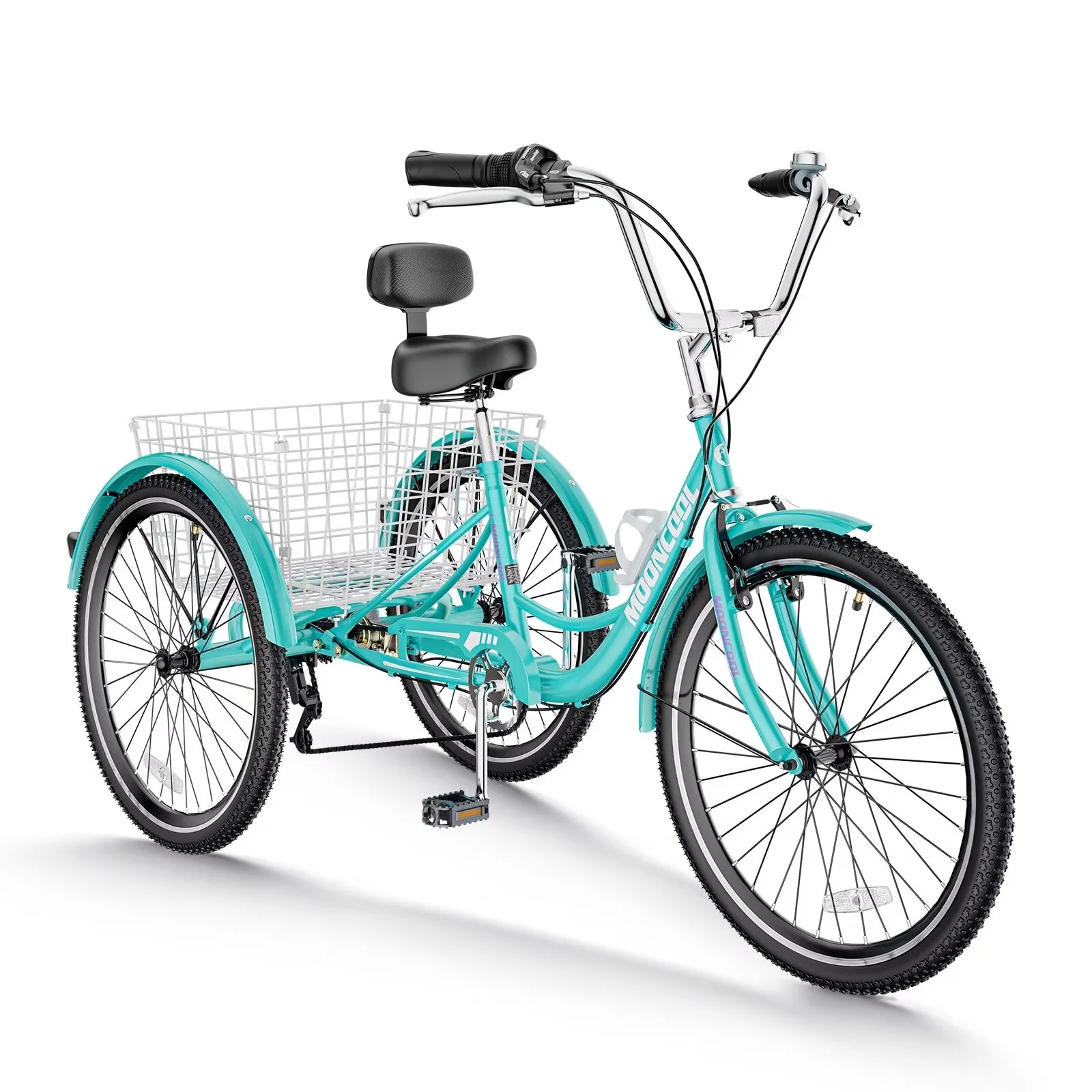 MOPHOTO 7 Speed Adult Tricycle 26 in/24in/20in, Trikes for Adults, Adult Tricycle with Basket & Dual Braking System, Adult Trikes for Women, Men