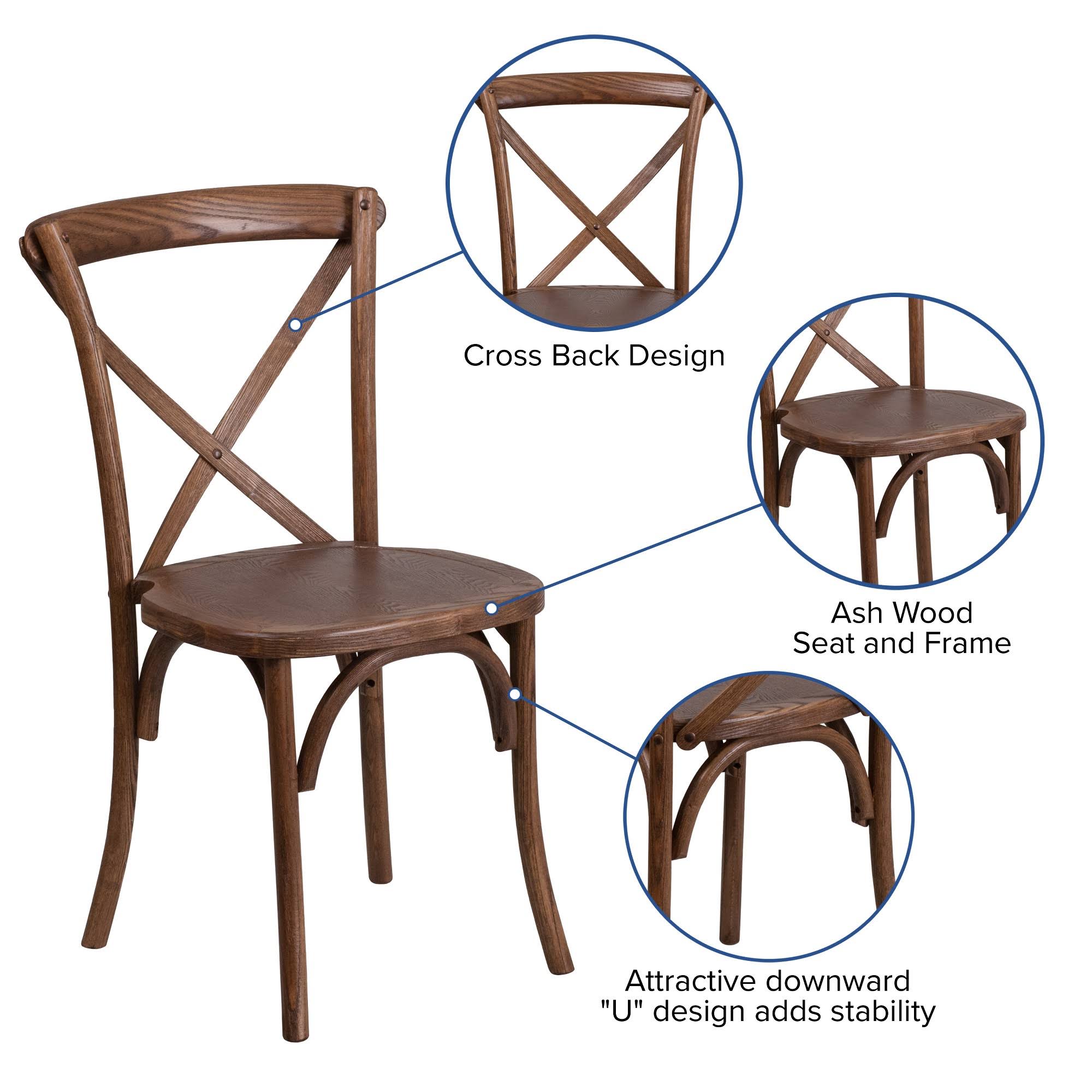 Flash Furniture Hercules Series Stackable Wood Cross Back Chair, Pecan