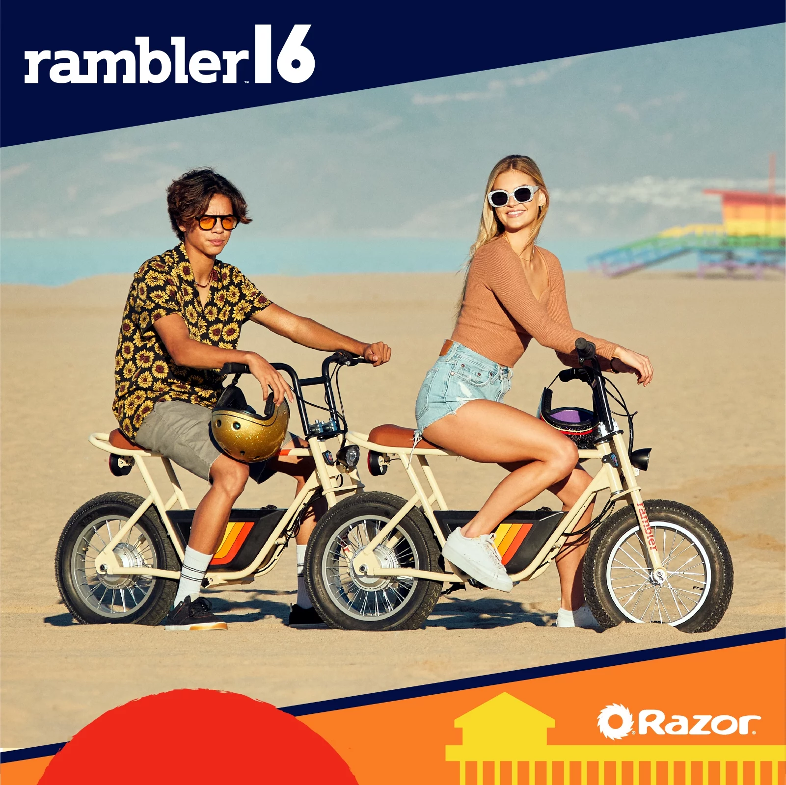 Razor Rambler 16 &ndash; 36V Seated Electric Scooter, up to 15 mph, Retro Style Minibike for Teen & Adult