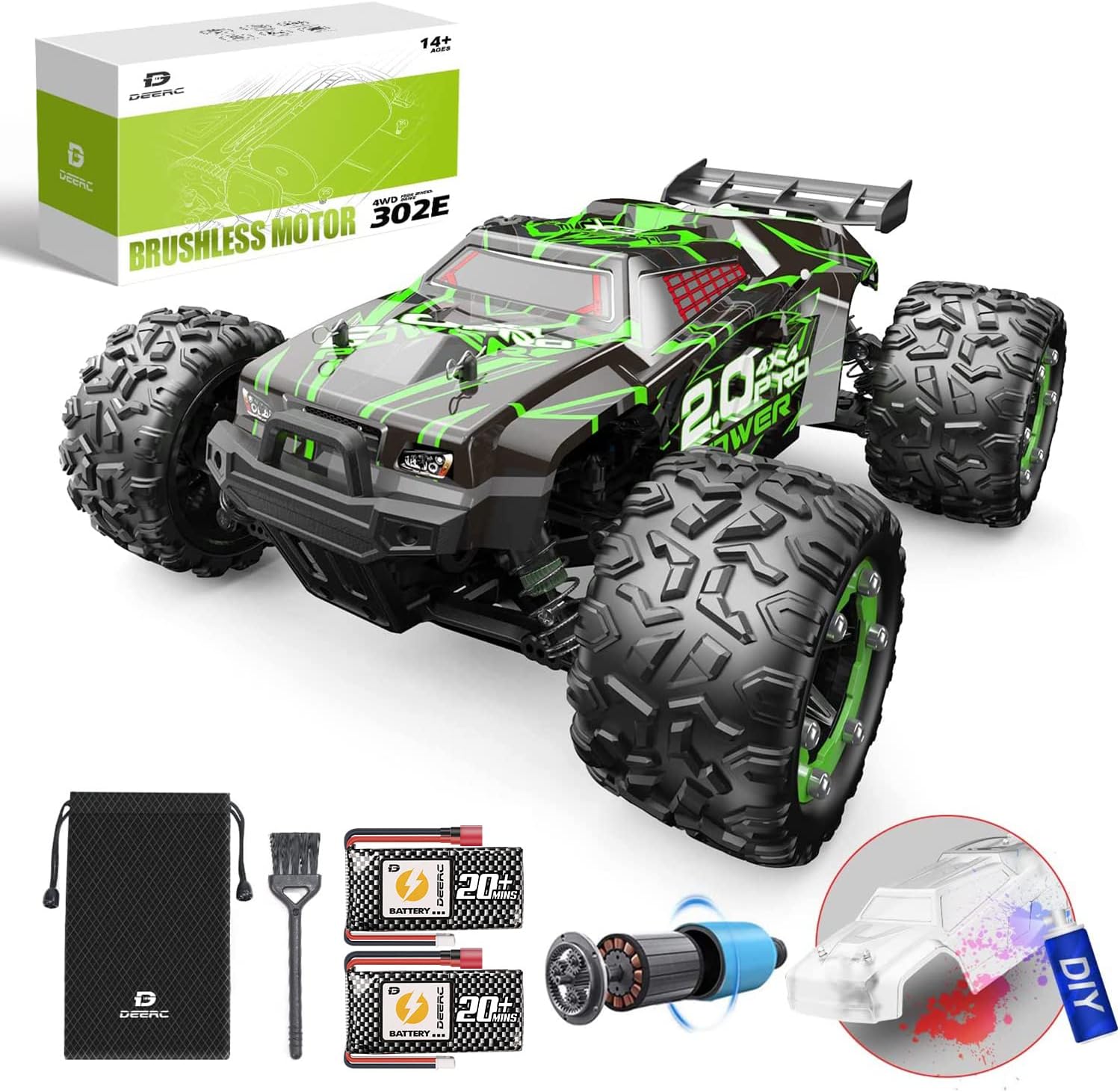 DEERC Brushless 302E RC Cars for Adults, Upgraded 60KM/H High Speed Remote Control Car