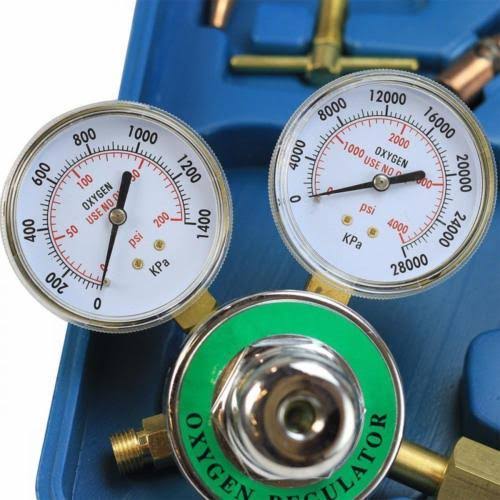 Stark Oxygen Acetylene Welding Cutting Torch Tool Kit with Regulator u0026 Twin Hose Carrying Case, Blue