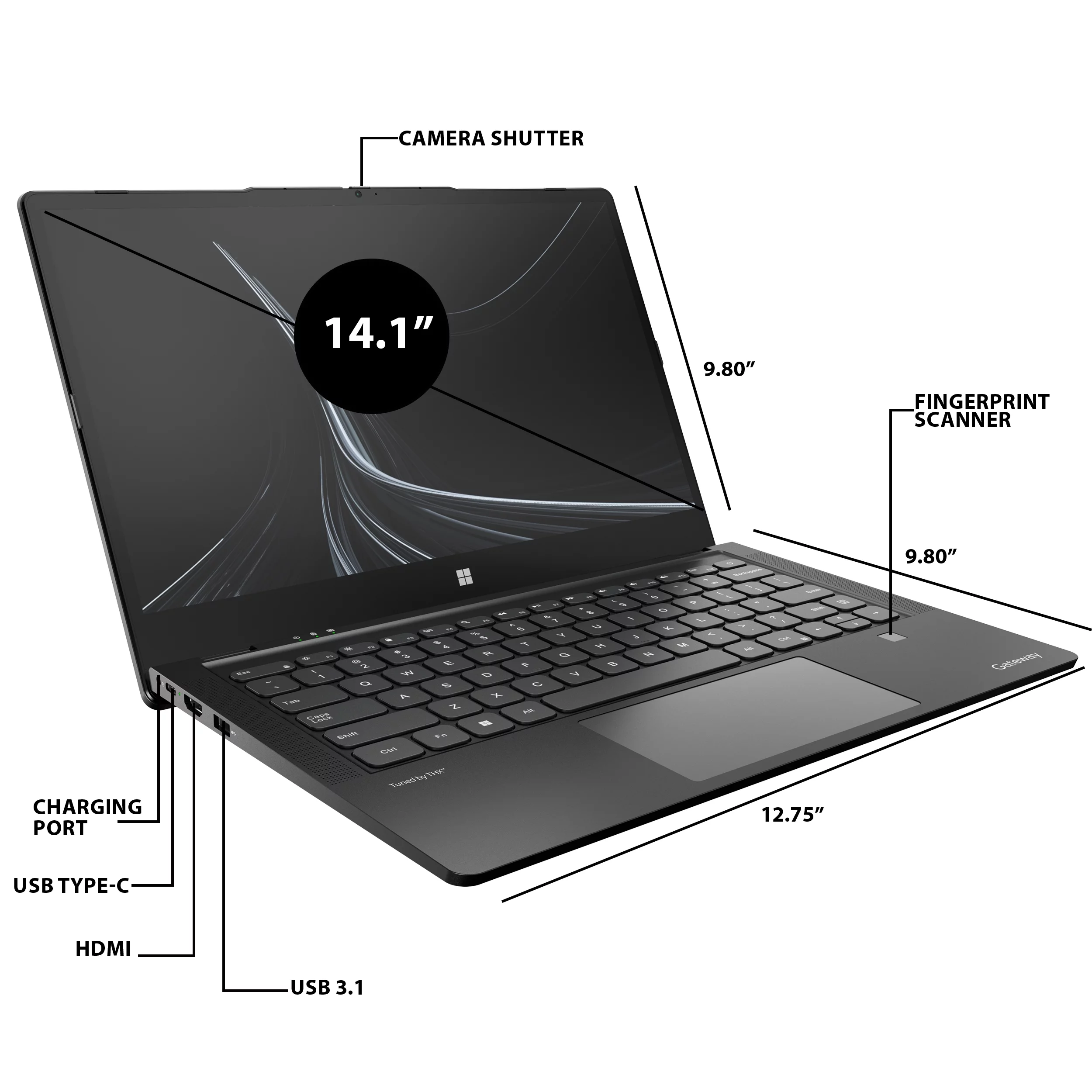 Gateway 14.1" Ultra Slim Notebook, FHD Touchscreen, Intel Core i7-1255U, 8GB RAM, 512GB SSD, Fingerprint Scanner, Tuned by THX Audio, 2MP Camera