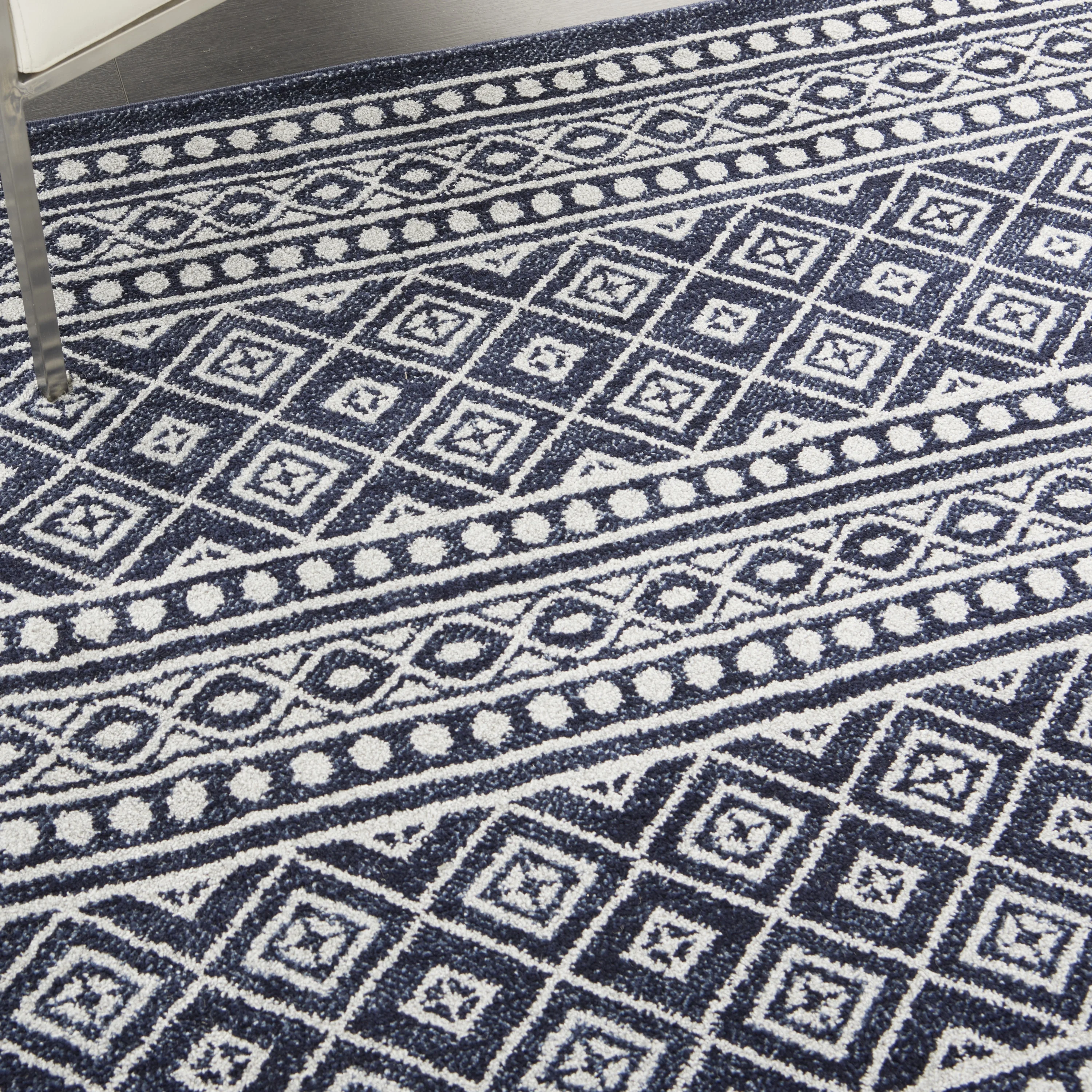 Nourison Royal Moroccan Bohemian Navy/Grey 8'6" x 12' Area Rug, (9x12)