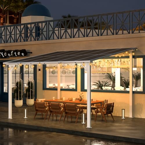 AECOJOY 10&rsquo; x 10&rsquo; Gazebo, Wall Mounted Gazebos Pergola on Clearance, Outdoor Patio Lean to Gazebo Awnings for Deck, Porch