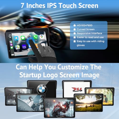 2025 Wonsidary W722 for Motorcycle CarPlay & Android Auto,7" Waterproof Smart GPS Navigation System Screen,Car Play Moto with Light Sensor