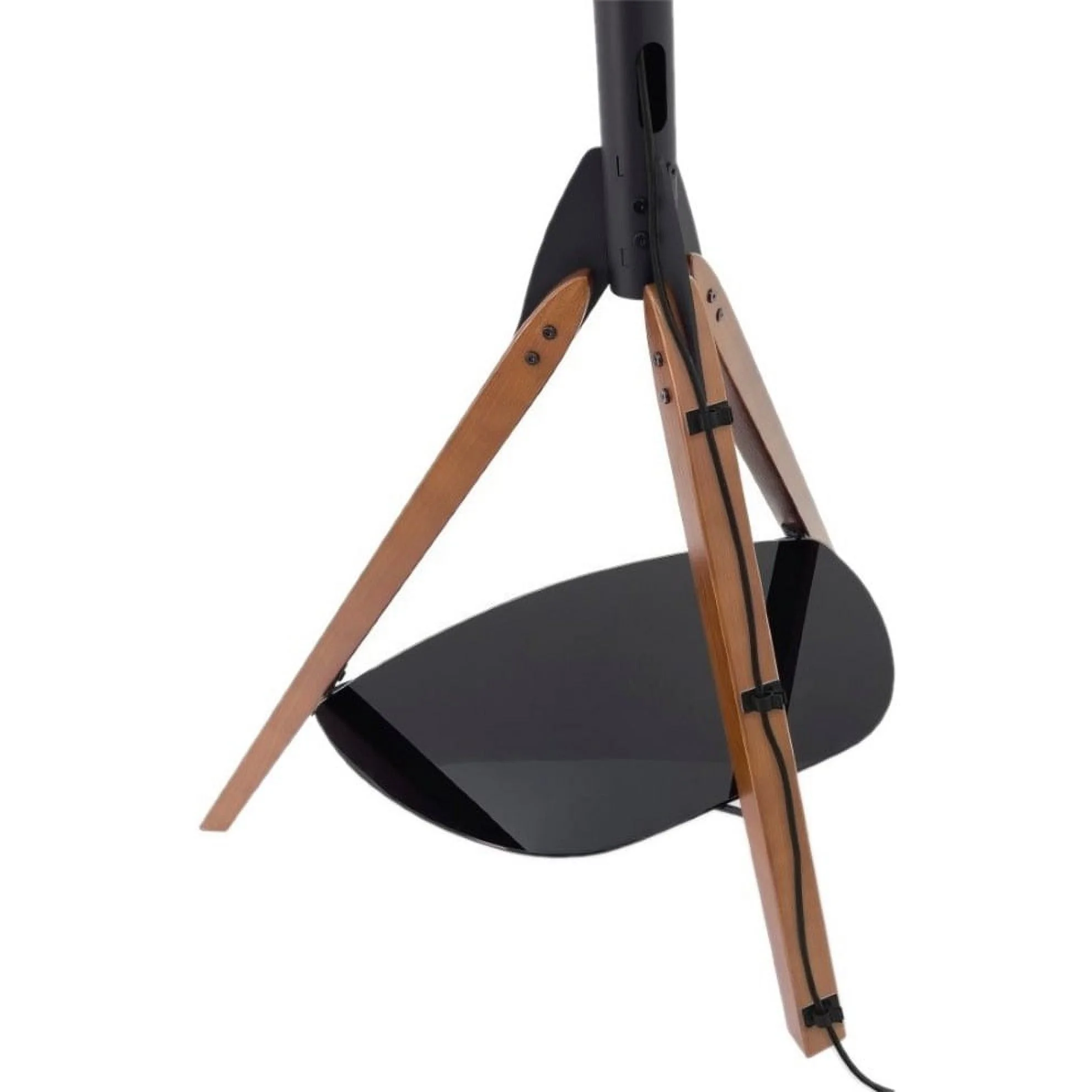 AVF FSL1000HOXDWB-A Hoxton TV Floor Stand with TV Mounting Column for 32-inch to 65-Inch TVs, Dark Wood Legs Column and Black Glass