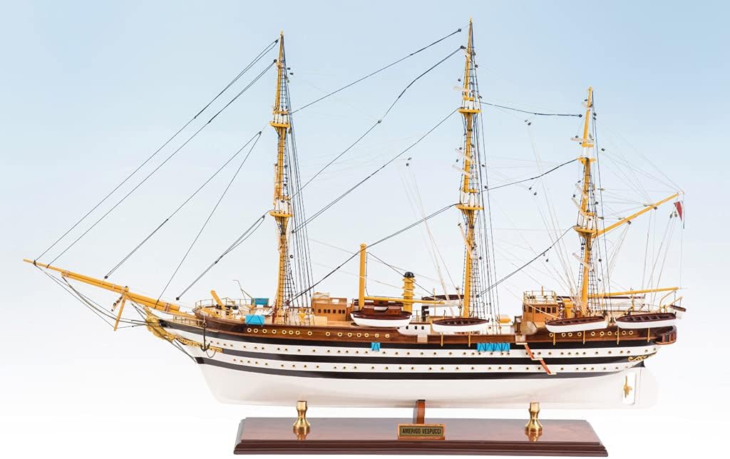 Seacraft Gallery Amerigo Vespucci Wooden Model Ship 34.6"- Fully Assembled Handcrafted Large Ship Model D&eacute;cor