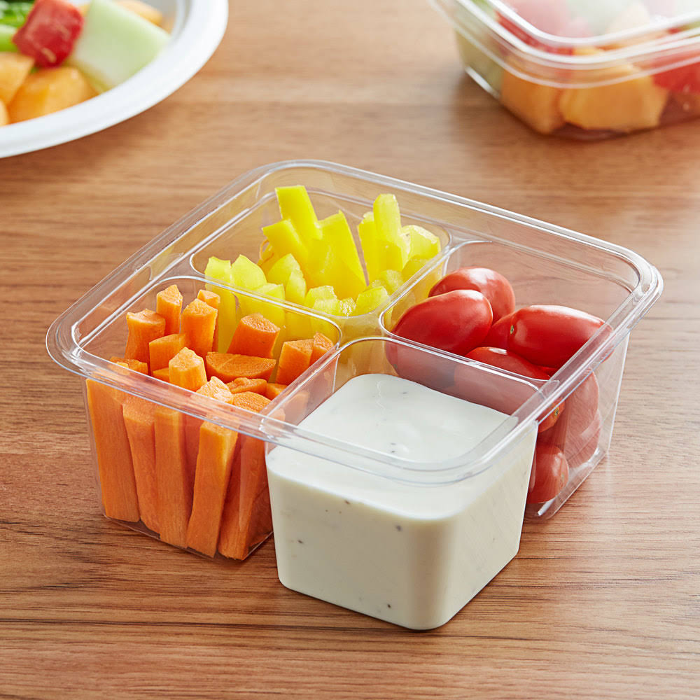 Fabri-Kal 9502405 S6-4 Clear 4-Comptartment 6 in. Container - 300 / CS