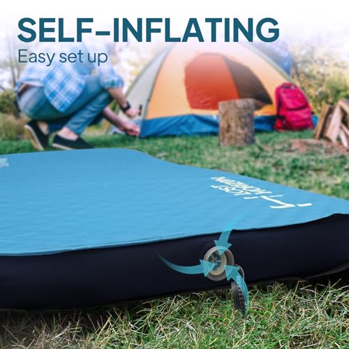 LOSTHORIZON Air & Foam Camping Mattress, Self-Inflating Sleeping Pad, 4.5" Thick, with Pump Sack, Cot