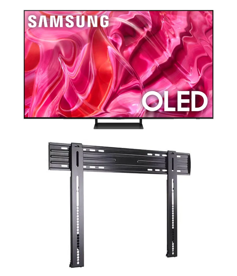 Samsung QN65S90CAFXZA 65" 4K OLED Smart TV with AI Upscaling with a Sanus LL11-B1 Super Slim Fixed-Position Wall Mount for 40" - 85" TVs (2023)