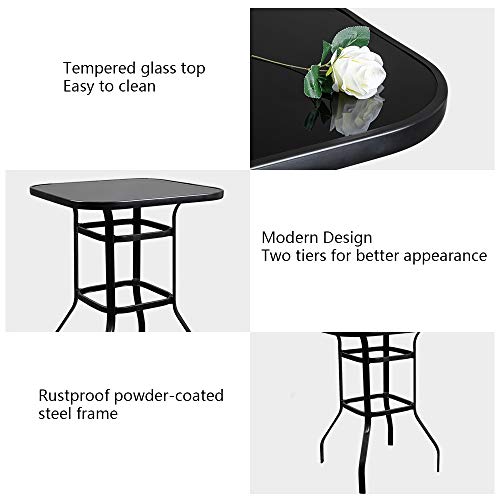 VINGLI Upgraded 3PCS Swivel Outdoor Bar Set Patio Bar Set Outdoor Bistro Set, 2 Swivel Bar Stools and Bar Table for Yard