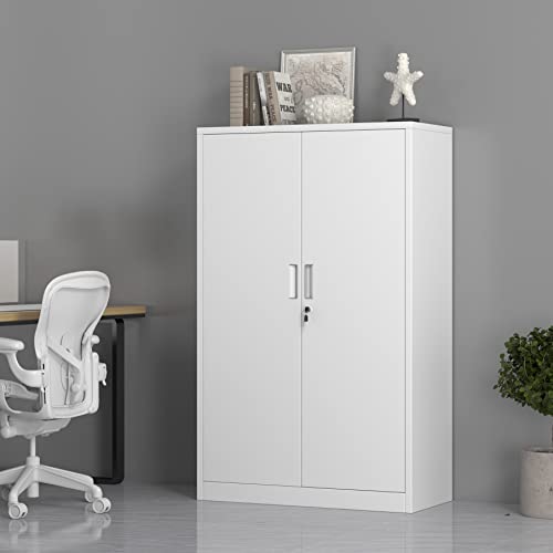 Metal Storage Cabinet with Locking Doors and 3 Adjustable Shelves