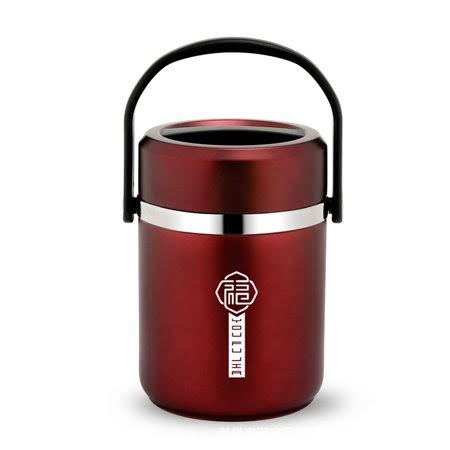 Stainless Steel Vacuum Insulated Food Jar Long Time Insulation Portable Pot Container 1.8L Large Capacity with 2 Food Trays, Siz
