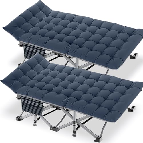 DoCred Folding Camping Cot with Mattress, 2 Pack Heavy Duty Folding Cot for Adults, Portable Sleeping Cot Bed Adults Outdoor Bed with Carry Bag