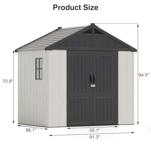 Patiowell 6x4 FT Plastic Outdoor Storage Shed, Resin Shed Perfect to Store Patio Furniture, GardenTools Bike Accessories, Beach Chairs and Lawn Mower