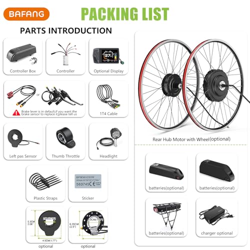 BAFANG Ebike Conversion Kit,48V 500W 750W Rear Hub Motor for 20"/26"/27.5"/700C Bike