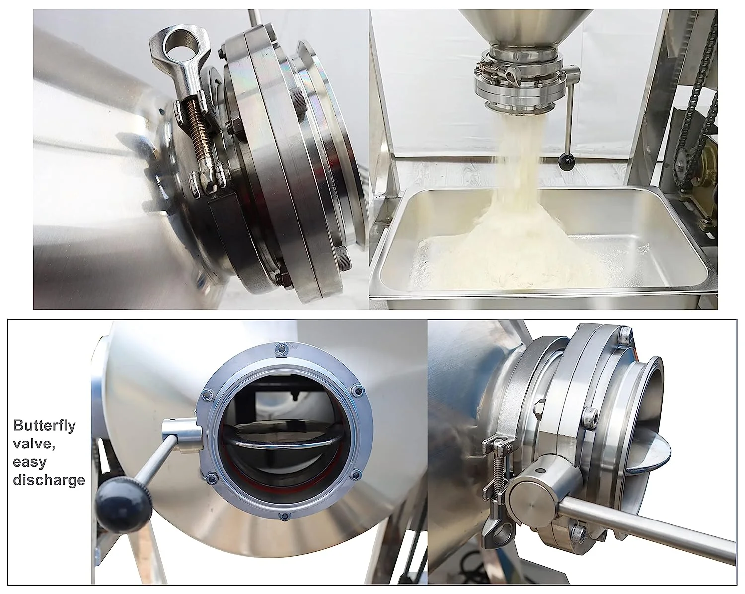 PreAsion 60L Stainless Steel Dry Powder Mixer Metal Metallurgy Powder Blender Drum Powder Blender 110V