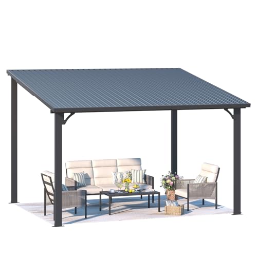 AECOJOY 10&rsquo; x 10&rsquo; Gazebo, Wall Mounted Gazebos Pergola on Clearance, Outdoor Patio Lean to Gazebo Awnings for Deck, Porch