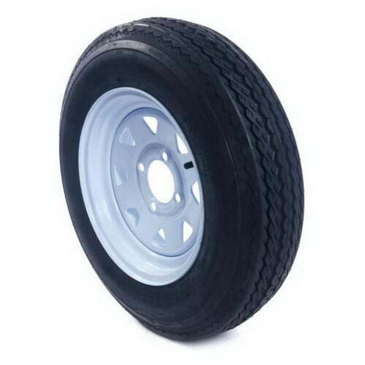 qty2 Trailer Tires & Rims Tubeless 4 Lug Wheel White Spoke 4 Ply 5.30-12