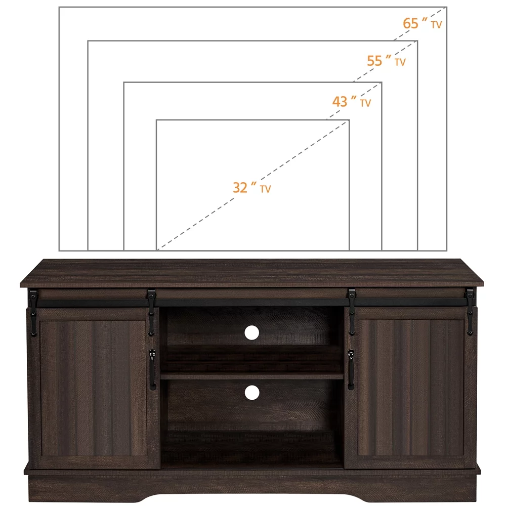 SmileMart Modern TV Stand with Storage Shelves for TVs up to 65 Inch, Rustic Brown