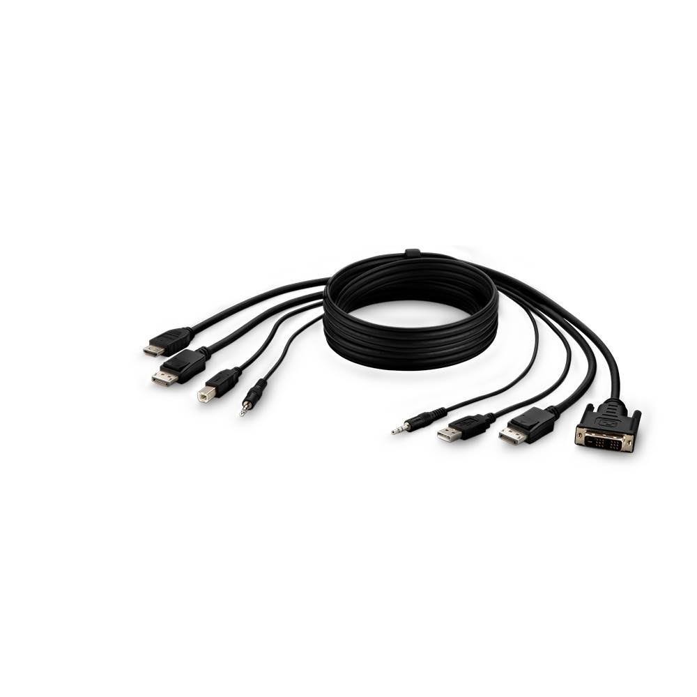 Belkin - F1DN2CC-DHPP-10 - 10ft DVI to HDMI-DP-DP/USB/Audio KVM Cable