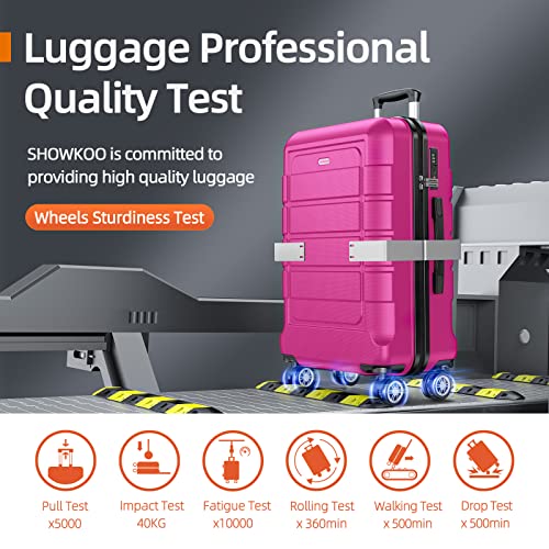 SHOWKOO Luggage Sets Expandable PC+ABS Durable Suitcase Double Wheels TSA Lock Black