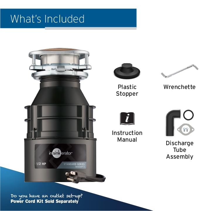 InSinkErator Garbage Disposal with Cord, Badger 5, 1/2 HP Continuous Feed - Smart Home Appliances